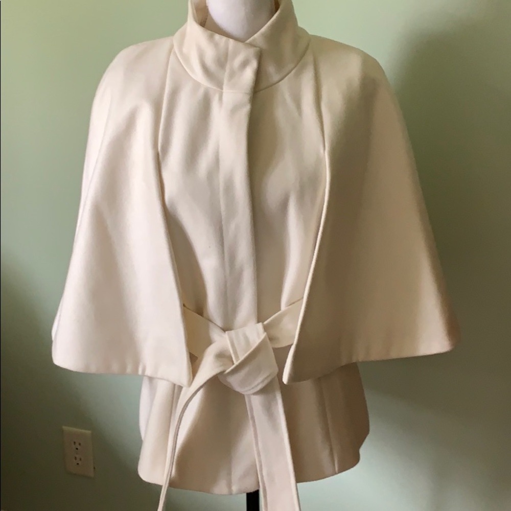 New York & Company Belted Cream Cape
